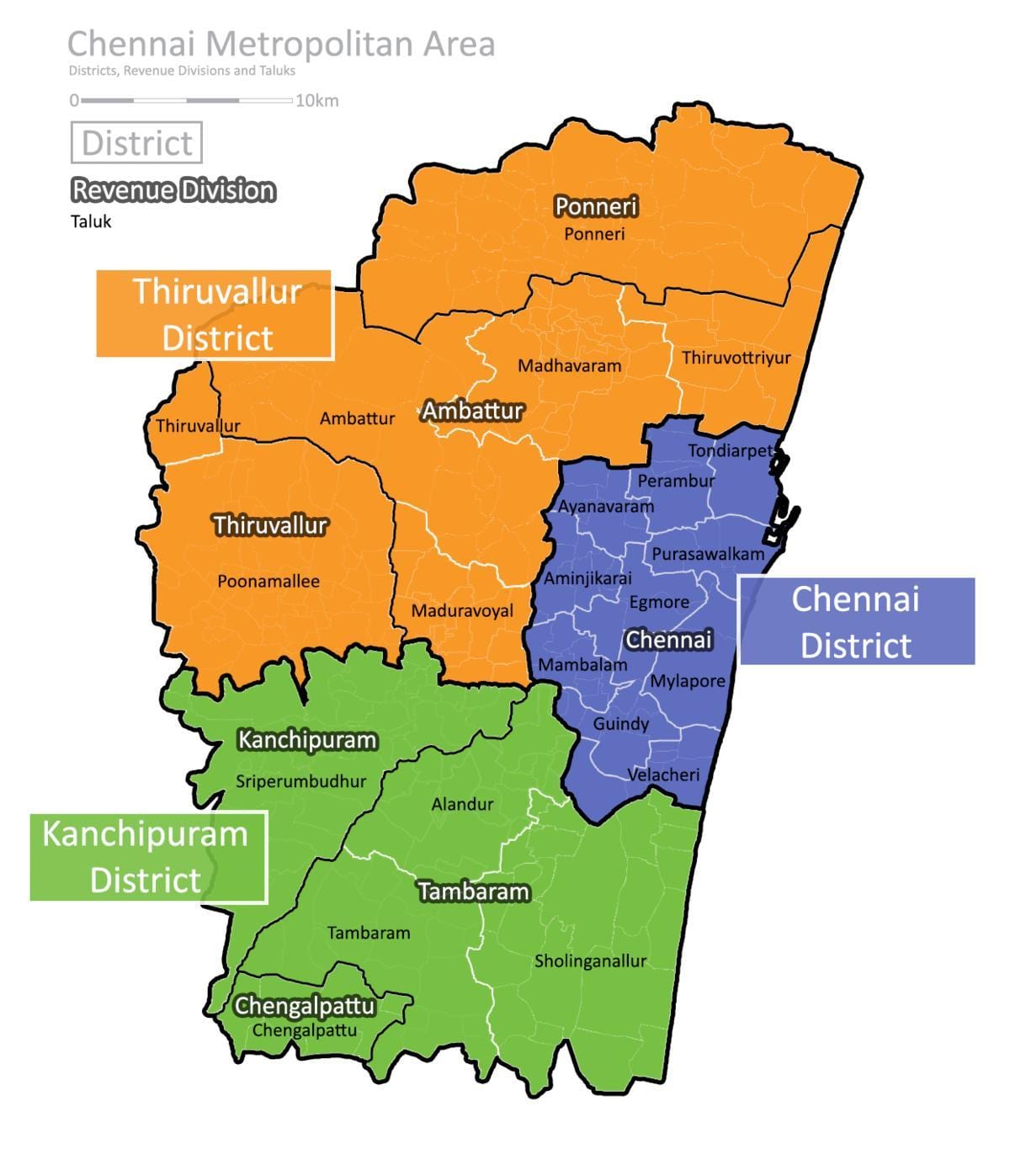 контура карта на Chennai