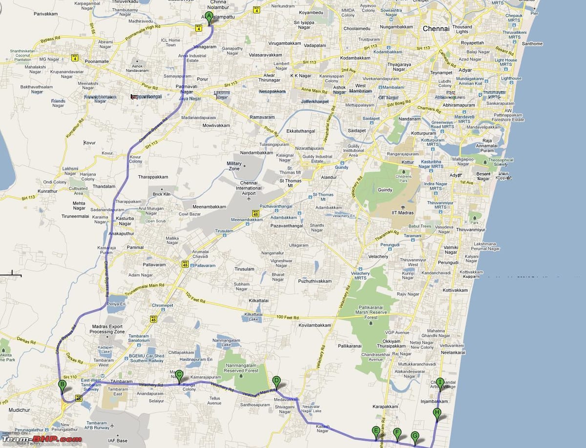 маршрутата на мапата Chennai