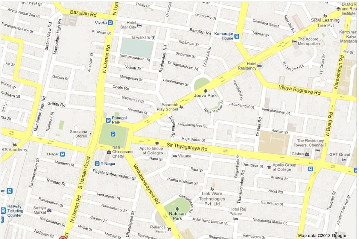 карта на Chennai т Nagar