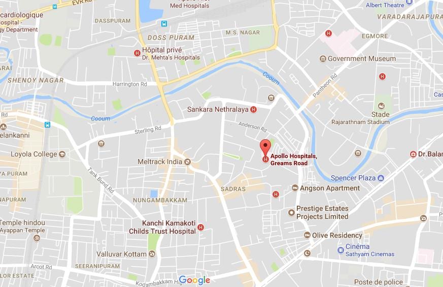 Аполон болница Chennai Greams патот на сајтот