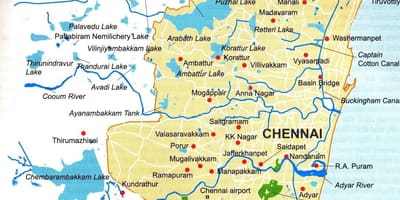Chennai водни тела мапа