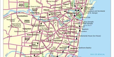Chennai мапа на градот со улиците